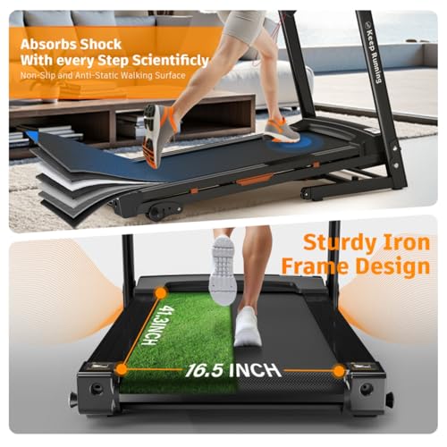 Image of Foldable Treadmill with Incline for Home, 3.5HP Electric Folding Treadmill, 330lbs Capacity, 0.5-8.5MPH, 12 Programs, Pulse Monitor, APP Control, Compact Running Machine for Home Office