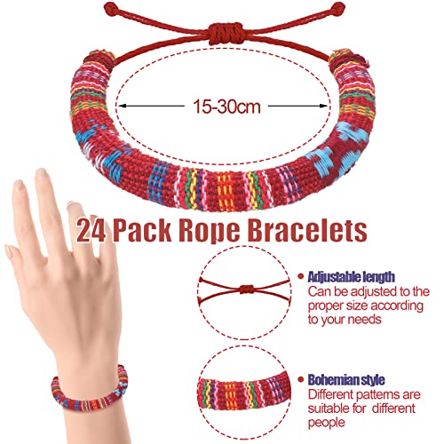 Sureio 24 Pieces VSCO Bracelets for Friendship Bracelets Woven Braided for Women and Men Boho Adjustable Ethnic Tribal Rope String2