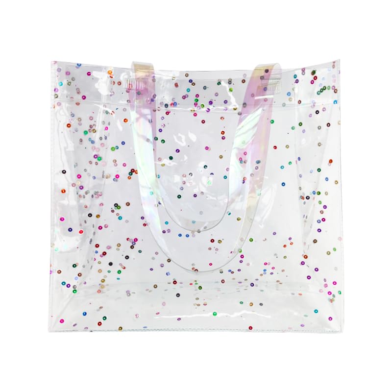TotePrint Transparente Glitzer PVC Strandtasche, 30x28x12cm,...