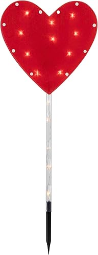 Miniatura 4 de Marcador de camino para el día de San Valentín, 4 unidades, diseño de corazón rojo, luces transparentes