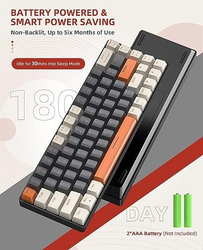 K68 60% Bezprzewodowa Mechaniczna Klawiatura do Gier,Bluetooth 5.0/2.4Ghz 68 Klawiszy Kompaktowa Klawiatura z Odbiornikiem w Dwóch Trybach,Hot Swap,Niebieskie przełączniki,na PC,PS4(Napój Mleczny)