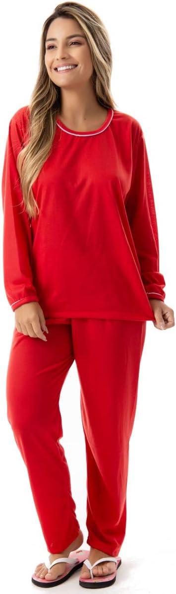 Pijama Confortavel Longo em Malha Suave Lisa | Feminino 177