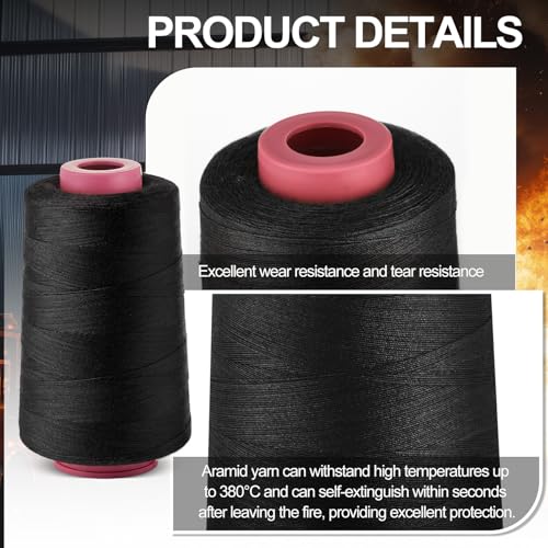 Image of 1 Roll Pack of 1313 Aramid 403 Flame-Retardant Yarn, Temperature Resistant to 200℃ Under No Load, Temperature Resistant to 162℃ Under Load, 2000 Meters (Black)