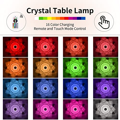 Raincap Crystal Table Lamp, 16 Color Changing Usb Port Acrylic Rose Diamond Lamps With Touch & Remote Control, Led Crystal Touch Lamp Bedside Light For Decor Bedroom Living Room Party Dinner #TOP2