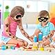 MINISOISO 12 Stück Kratzbilder Masken für Kinder, Regenbogen Scratch Art Masken für Kinder, Holzstäbchen, Tattoo-Aufklebern, Klatscharmbändern, Halbmaskenm für Geburtstag Party Halloween Karneval