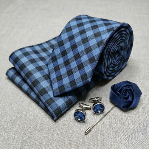 Image of Men's Necktie Gift Set with Wooden Box | Premium Tie, Pocket Square, Cufflinks & Lapel Pin | Elegant Formal Accessories Gift for Men