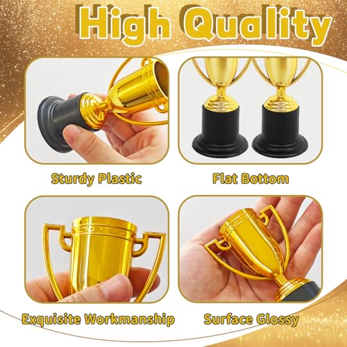 8 pack mini gold trophies award cupsgold participation trophy cupsplastic gold trophy for propsparty favorsrewardssportscompetitionswinning prizes 4 in