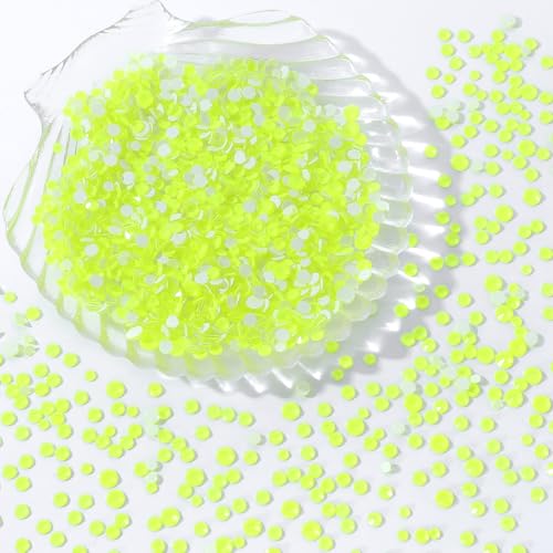 Image of Neon Yellow Flatback Rhinestones, Glass Rhinestones for Nail Art and Craft, Glue Fix, Loose Crystal Gemstones(Neon Yellow, SS10, 1440pcs, 2.7-2.8mm)