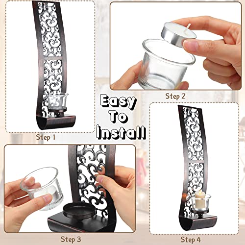 Mimorou 4 Pcs Wall Sconce Metal Antique Bronze Wall Candle Sconces Wall Candle Holder Candle Décor #TOP3