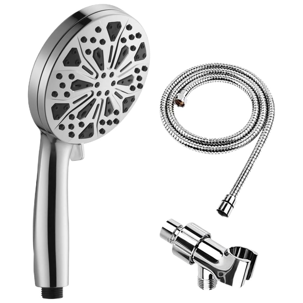 Doccetta Doccia Alta Pressione con 10 Modalità, Set Completo Argento