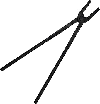 Universal Wolf Jaw Blacksmith Tongs 20", Black - Blacksmith Tools and Forging Tools for Beginner & Professional Blacksmithing - Durable Steel, Ergonomic Grip and Versatile