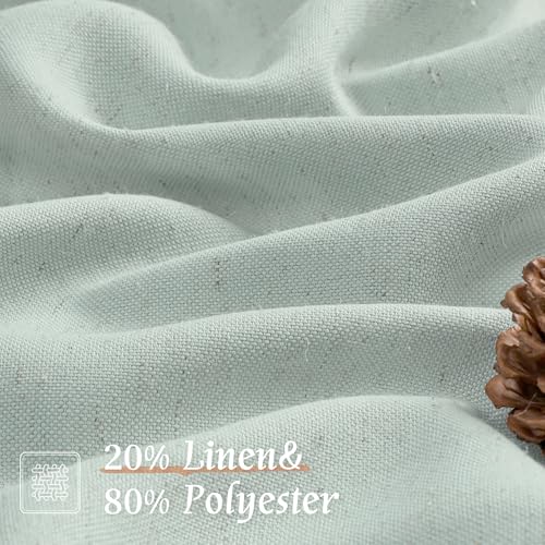 Image of LAMIT 48 Inch Short Window Linen Curtains, Soft Faux Linen Light Filtering Panels Rod Pocket Neutral Drapes for Cafe /Bathroom /Loft Room, Light Blue, 2 Panels, 42 x 48 Inch