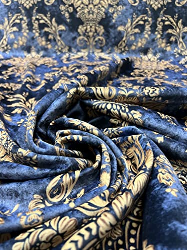 Luxurious Royal Blue Damask Velvet Fabric - Stylish Upholstery, Drapery, and Craft Project Material - 54" Width, Available by the Yard 5 Luxurious Royal Blue Damask Velvet Fabric - Stylish Upholstery, Drapery, and Craft Project Material - 54" Width, Available by the Yard - Image 4