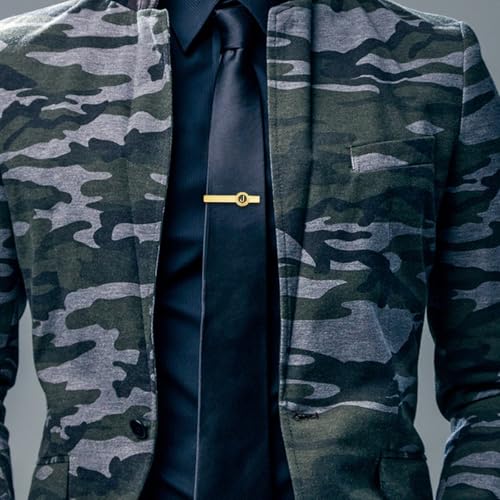 HAWSON 2.2 Inch Tie Clips for Men 18K Gold Color (A-Z Initial) for Men's Fashion Accessories Wedding Day Wearing,Men’s Jewelry or Gifts for Him,Birthday Anniversary4