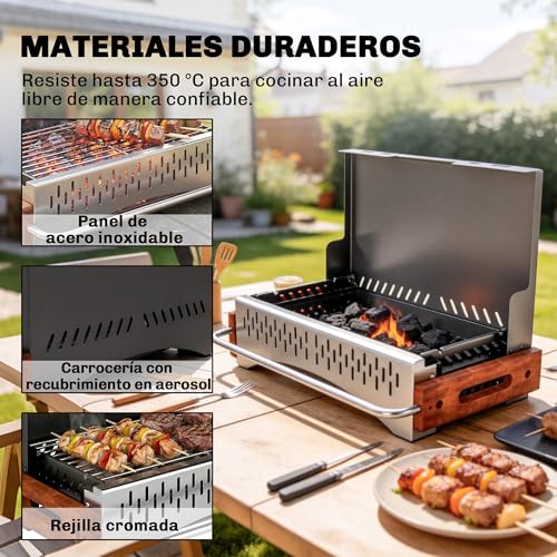 Barbacoa de carbón portátil Outsunny plegable fácil de limpiar y llevar 6