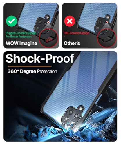 Image of WOW IMAGINE Shock Proof Clear Back Cover Case Mobile Cover for Galaxy M32 4G (Hard | Hybrid PC + TPU | Full Armour Device & Camera Protection | Black)