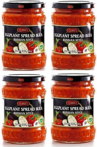 ZerGut Eggplant Spread Ikra ( Russian Style ) Kosher 4 Glass Jars 19oz/540g each