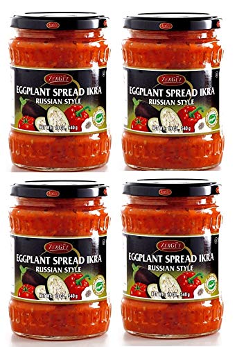 Zergut Eggplant Spread Ikra ( Russian Style ) Kosher 4 Glass Jars 19Oz/540G Each #TOP3