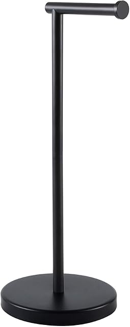 KES Black Toilet Roll Holder Free Standing with Weighted Base, Bathroom WC Paper Tissue Dispenser Floor Stand, SUS304 Stainless Steel, BPH283S1-BK