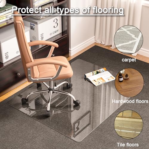 NEUWEABY 36 x 46 Inch Tempered Glass Chair Mat for Carpet, Office/Home, Clear Computer Floor Mat with 4 Anti-Slip Pads by NEUWEABY - Image 3