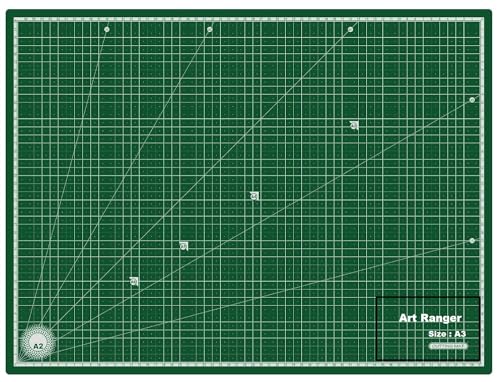 Art Ranger Flexible Cutting Mat, A3 Size (18 X 12 inch), Self-Healing, 5 Layered, Double Sided with Marked Pattern and Grids (Green) - Polyvinyl Chloride