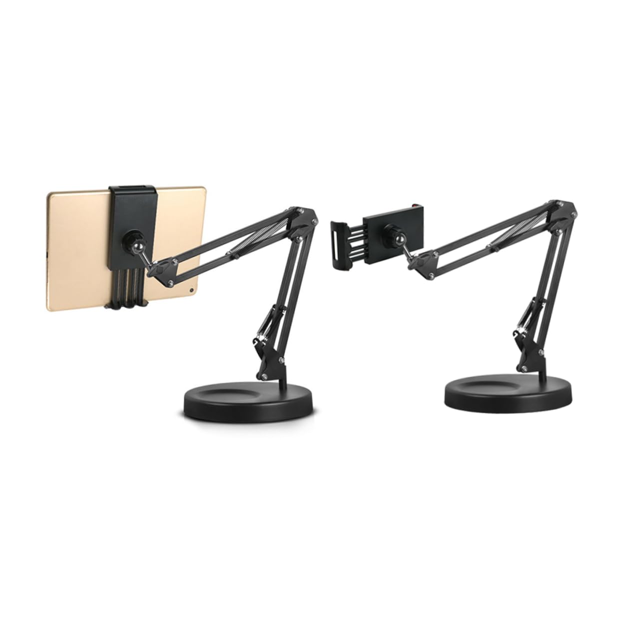 NUOBESTY Soporte para Teléfono Móvil Ajustable Brazo de Suspensión de Metal Compatible con Tablet y Móvil 360 para Escritorio y Cama Negro
