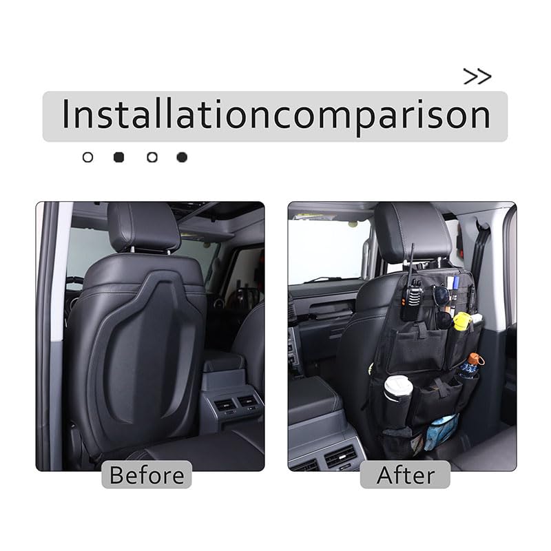 PIUGILH Organizador de asiento trasero de coche adecuado para INEOS Grenadier 2020-2024, muchos bolsillos respaldo protector de asiento de coche, organizador de respaldo de coche, negro