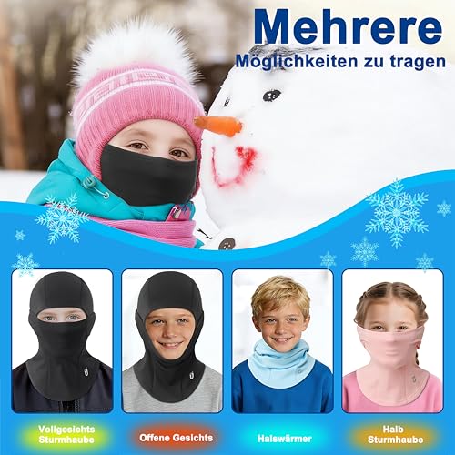 GEAR WEAR Kinder Sturmhaube Winter,Warm Weiches Fleece Balaclava Winddicht Skihaube skimütze Unter Helm Skimaske für Jungen Mädchen Kinder