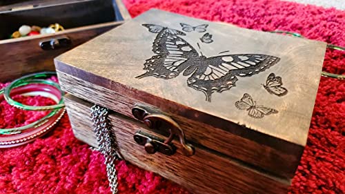 Engraved Butterfly Jewelry Box Beautiful Trinket Keepsake Box | Earrings Necklace Storage Box For Girls Women | Gift Idea Valentine's Day, Birthday Christmas, Animals Ornaments For Home Décor #TOP1