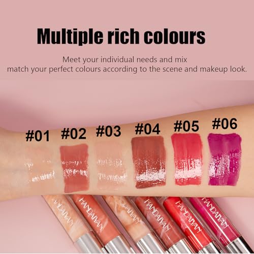 Lip Gloss Hydrating Lip Glaze Velvet Long Lasting Waterproof Non Sticky Pink Lipgloss Marble Lipglaze Colourful Makeup Ladies Gift, Nourishing Lipstick,Moisturising Glossy Lipgloss for Women(01) - Image 6