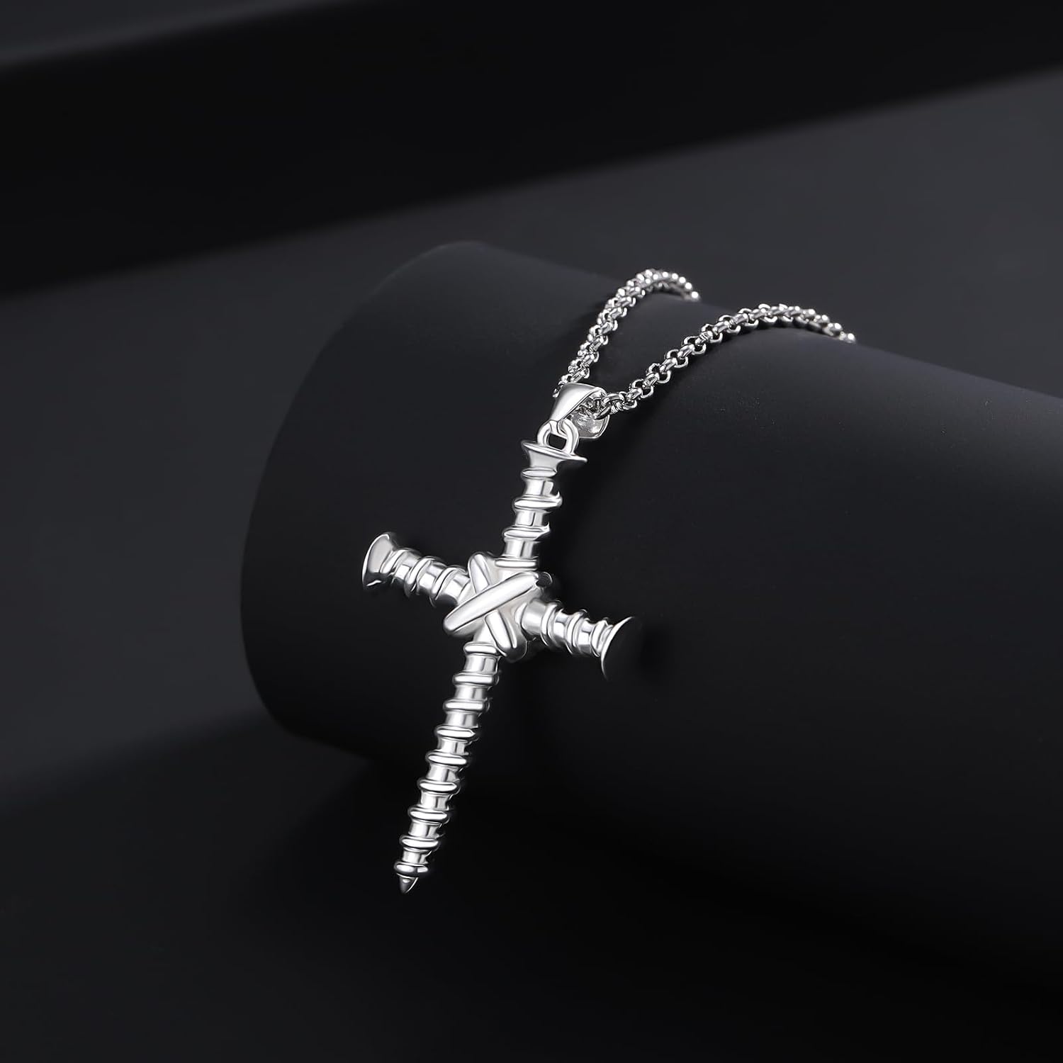 LES OSEWA Cross Necklace for Men Women Sterling Silver Celtic/Crucifix/Jesus/Nail/Jewish/Gothic Cross Pendant Christian Jewelry with Stainless Steel Chain Religious Gift for Mother's Father's Day Christmas