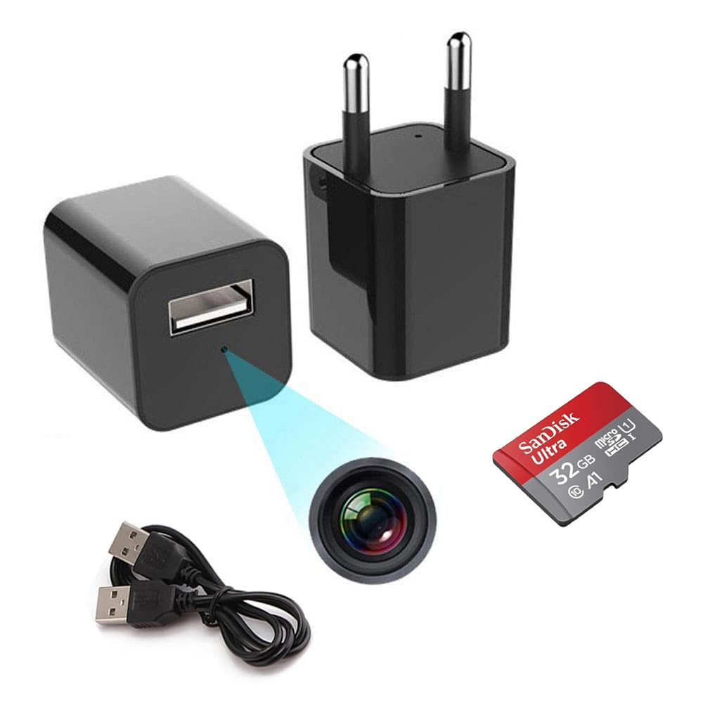 IFITech IFIADPTCAM 1080P USB Charger Hidden Spy Camera | Supports Max 256GB SD Card (32GB SD Card Included) | Continuous & Motion Detection Recording | Ideal for Home/Office Security Monitoring
