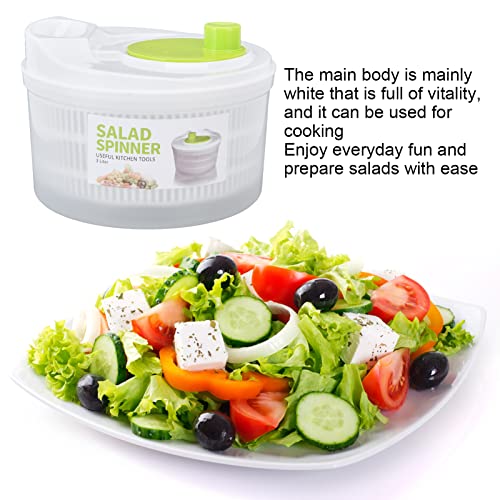 Espátula de salada de grande capacidade 3L, limpador de vegetais de plástico com tigela e escorredor