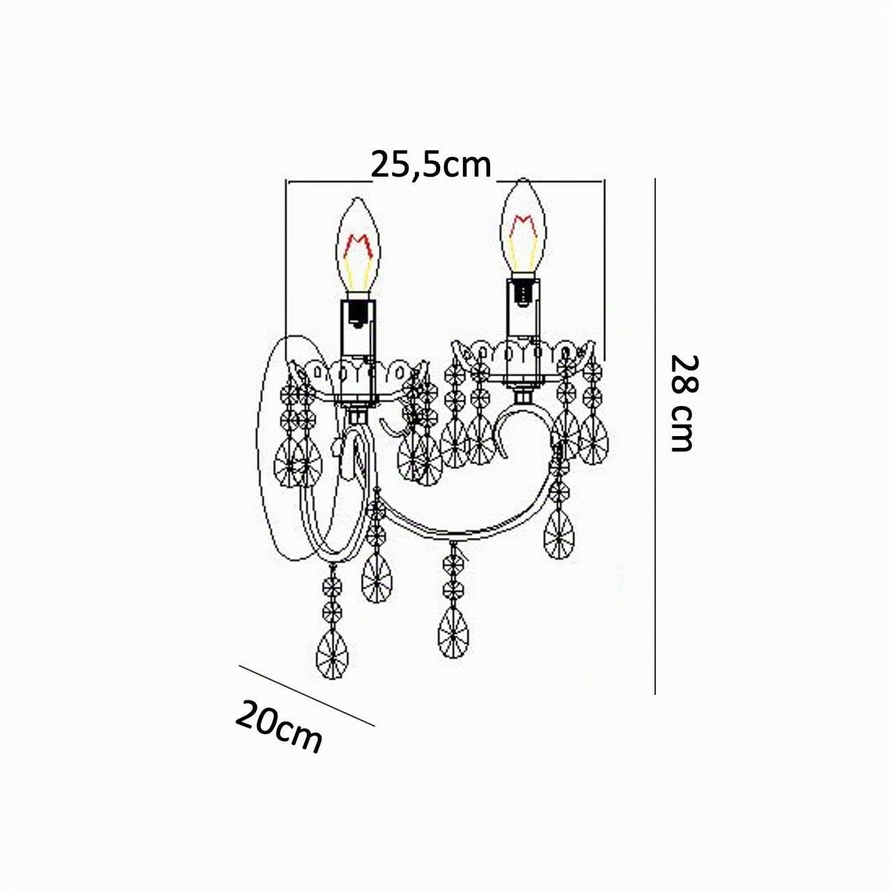 KosiLight – barroco lámpara de pared – 2 luces de cristal oro Pavia