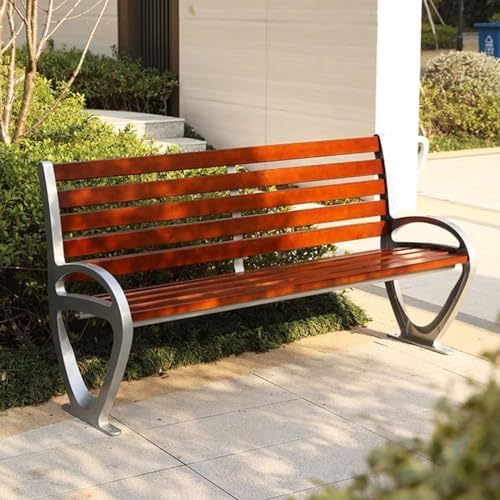 Weatherproof Garden Bench, Outdoor Seating with Backrest, Durable Thickened Plate & Cast Aluminum Legs, Fixable Patio Chair for Yard & Garden Use