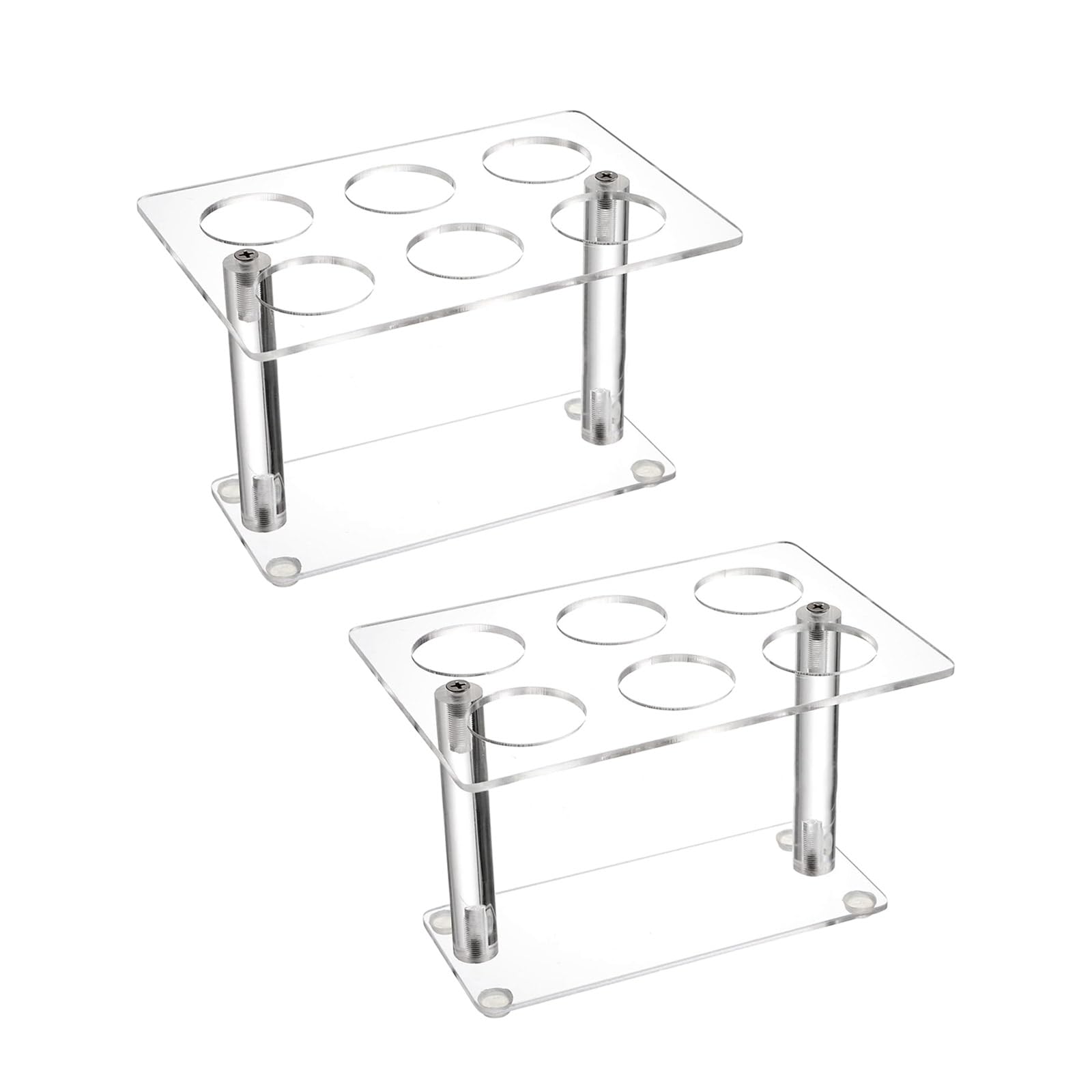 Kalttoy Modern 6 Hole Dessert Stand Set 2 Pack Clear Acrylic Serving Stations for Catering or Home Use Double Layer Dessert Display Rack