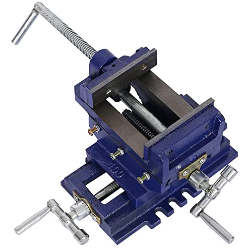 Image of 4" Cross Slide Drill Press Vise – Heavy Duty 2-Way X-Y Benchtop Clamp for Woodworking & Metalworking, Precision Milling Machine Tool, Cast Iron Construction with Serrated Steel Jaws