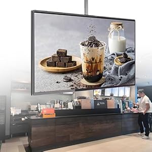 GIZMIT Moniteur LCD Commercial 24/27/32 Pouces, borne publicitaire Suspendue, kiosque numérique au Design Fin et sans Cadre avec écran partagé Intelligent, Affichage Horizontal et Vertical 27“