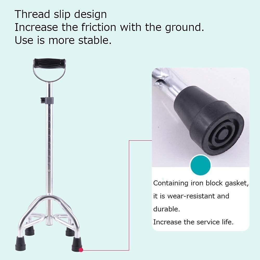 Andador para Ancianos,Aluminio de Cuatro Patas, bastón de Trekking de Metal Antideslizante Duradero para Exteriores, Andador liviano de Altura Ajustable, Ayuda para Caminar, muletas para ANC