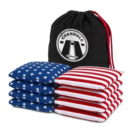 GoSports Official Regulation Cornhole Bean Bags Set (8 All Weather Bags) - America Stars and Stripes