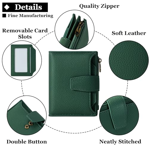 Image of Airkit Small Wallet Women RFID Blocking Soft Leather Bifold Compact Card Holder Wallet for Women with Zipper Coin Pocket 4 ID Window