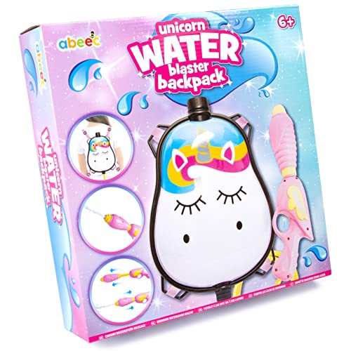 abeec Water Blaster Backpack Unicorn Themed - Backpack Water Gun - Kids Outdoor Toys - Outdoor Toys For Toddlers Age 3-5 - Water Guns Kids - Unicorn Gifts For Girls