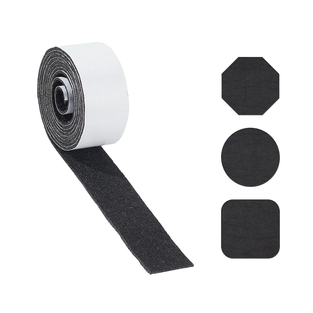 NBEADS 1 Roll 15m Self Adhesive Felt Tape, 19mm Wide Black Felt Fabric Strip 1mm Thick Adhesive Backed Tape for Furniture Protection Noise Reduction DIY Crafts