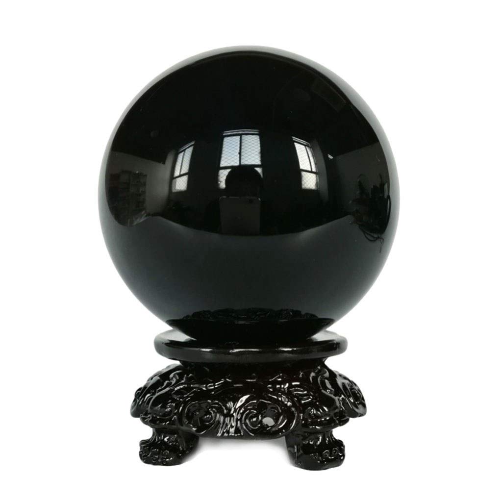 Crystal Ball Obsidian Office Auspicious Feng Shui Stone Polished Gift Decoration (9cm)