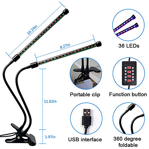 18W 36 LEDs Lampade Led per Piante con collo d'oca...