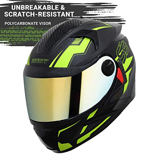 Image of Steelbird SBH-17 Terminator ISI Certified Full Face Graphic Helmet in Matt Finish with Chrome Visor