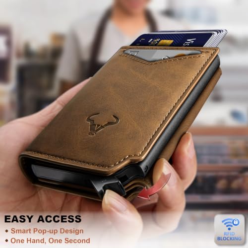 BULLIANT Men Slim Leather Wallet Metal Case Money Clip-Magnetic Closure - image 5