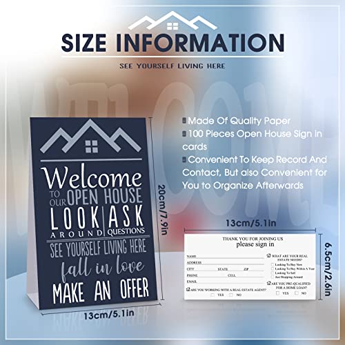 Marspark 100 Pieces Real Estate Agent Open House Sign 5.1 x 2.6 Inch Registry Visitor Sign in Cards Book Guest Registry 5.1 x 7.9 Inch Guest Display Cards for Agent Brokers Supplies - Image 4