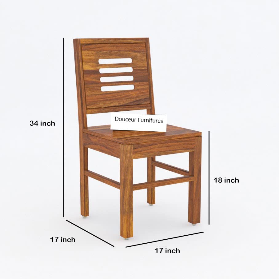 Image of Douceur Furnitures Solid Sheesham Wood 4 Seater Dining Table Set Without Cushioned Chairs for Dining Room | Living Room | Home & Office | Hotels Restaurant & Cafe Finish -Natural Teak |