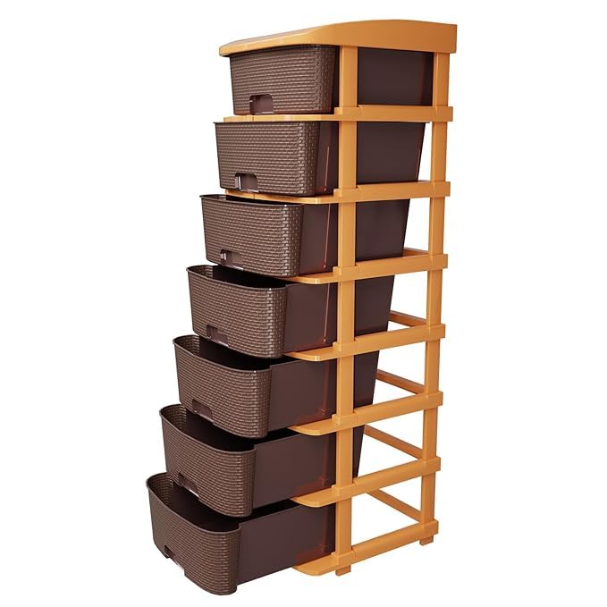 ROSEWELL TRADERS Plastic Modular Drawer Storage Chest Of Drawers Organizer Storage Box, Large Stomo Racks For Multipurpose Anti-slip Shoes Organizers | Brown | (7XL) (B0DG5NHCML) Amazon Price History, Amazon Price Tracker
